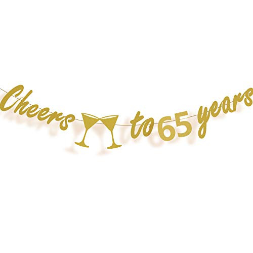 65th Birthday Party Decorations - Glittery Gold Cheers to 65 Years Banner,Perfect Party Supplies 65th Anniversary Decorations for 65th Birthday
