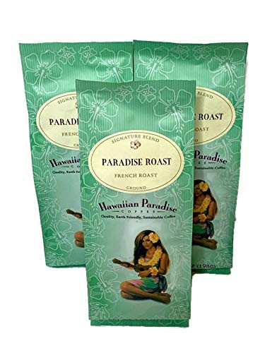 Hawaiian Paradise Coffee Ground Paradise Roast ( 3 x 7oz Bundle) 100% Gourmet Arabica Coffee - Premium Rich Flavorful Bold Signature Brewed Coffee from the Finest Beans