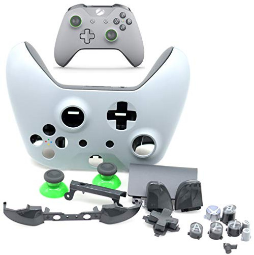 Deal4GO Full Housing Shell kit with Full Button Set Thumbstick Replacement for Xbox One Wireless Controller 1708 Grey/Green