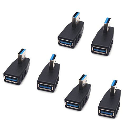 Antrader 90 Degree Left + Right Angle L Bending USB 3.0 Male to Female Connector Converter Data Adapter 3Pairs