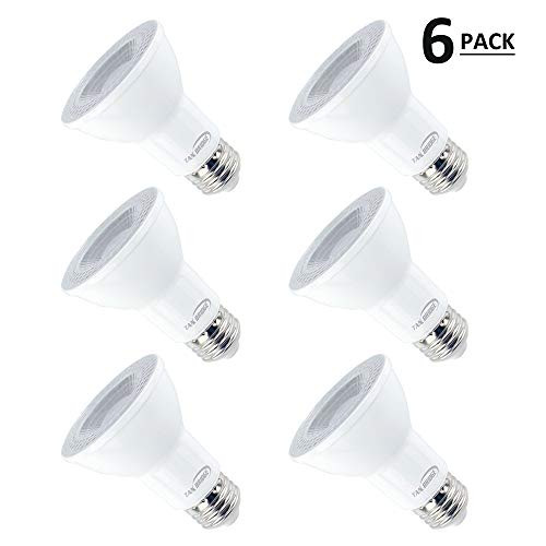 Par20 Bright Led Light Bulbs 5000k Natural Daylight Dimmable, E26 Led Bulb 9w (90watt Equivalent) Recessed Lighting, Outdoor Led Flood Light Bulbs Indoor, Energy Saving Light Bulbs Efficient (6 Pack)