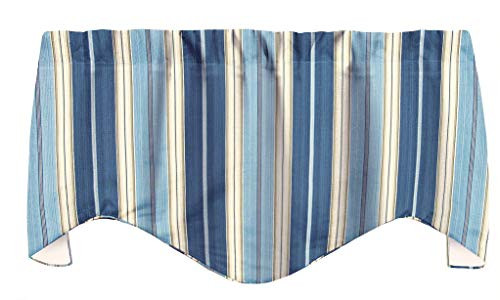 Valance Curtains, Window Valances for Kitchen Window Curtains, Window Treatments Striped Blue Curtains Swag Valance 53" x 18"