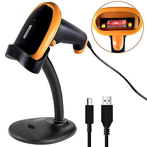 Radall Barcode Scanner for 1D 2D QR Code - USB Wired Barcode Scanner with Stand - Handheld Reader - Shockproof Precise Scan Gun for Auto Scanning - Universal Hand Held Scanners for iOS & Android