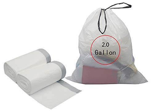 Feiupe 2 Gallon Drawstring Trash Bag Garbage Bag Trash Can Liner (2 Gallon(90 Bags))