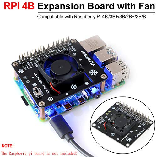 MakerFocus Raspberry Pi 4B Cooling Fan, Raspberry Pi 4B Heatsink, Raspberry Pi 4B GPIO Expansion Board DC5V 0.2A with LED Compatible with Raspberry Pi 4B/3B+/3B