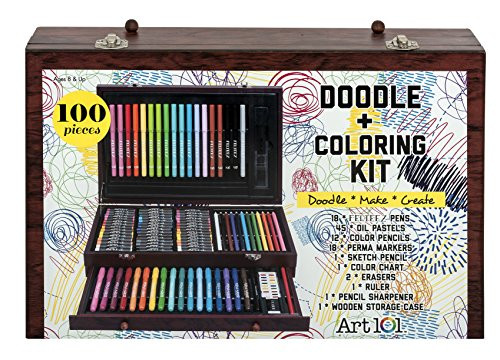 Art 101 Doodle & Coloring Wood Art Set (100 Piece)