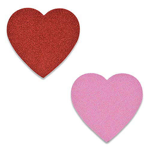 XO Valentine's Day Red and Pink Glitter Foam Heart Shapes - Cut Outs for DIY Arts and Crafts or Party Supply Decorations - 12 Piece Set