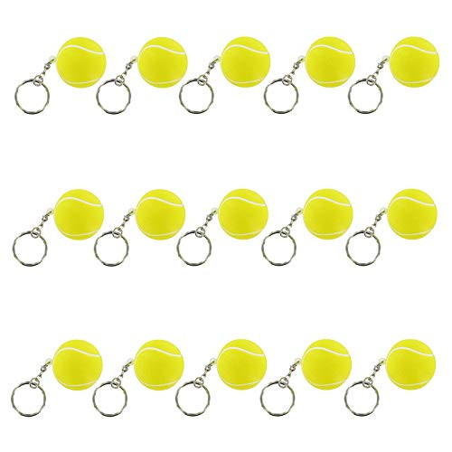 iMagitek 15 Pack Tennis Ball Keychains for Kids Party Favors Supplies, School Carnival Prizes, Party Bag Gift Fillers, Tennis Ball Stress Relieve Ball
