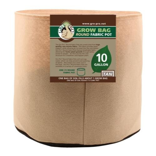 Gro Pro Premium Round Fabric Pot 10 Gallon, Tan