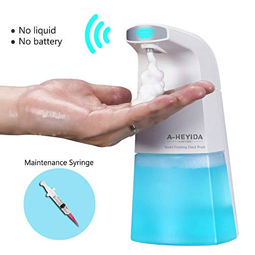 Automatic Foaming Hand Soap Dispenser Touchless 310ML, Simple Human Dish Soap Dispenser for Kitchen Sink and Bathroom, Freestanding Liquid Soap Dispenser with Infrared Sensor for Hand Sanitizers