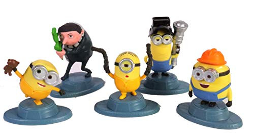 Illumination Minions The Rise of Gru - Mini Figurines, Cake Toppers Set of 5 - Kevin, Otto, Stuart, Bob, Young Gru Illumination Minions The Rise of Gru - Mini Figurines, Cake Toppers Set of 5 - Kevin, Otto, Stuart, Bob, Young Gru