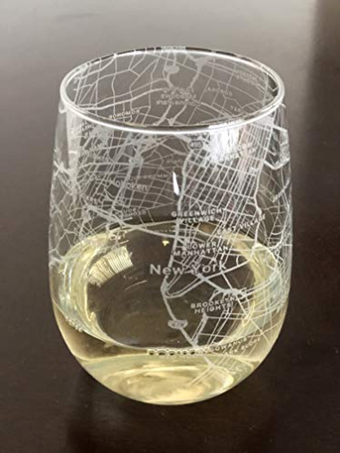 Stemless 17oz Wine Glass Urban City Map New York Stemless 17oz Wine Glass Urban City Map New York