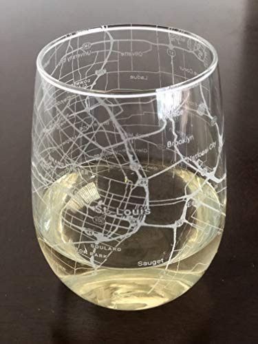 Stemless 17oz Wine Glass Urban City Map St. Louis Missouri