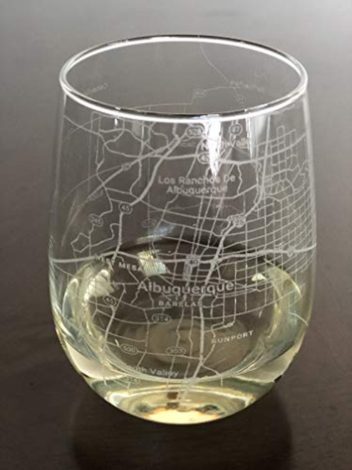 Stemless 17oz Wine Glass Urban City Map Albuquerque New Mexico Stemless 17oz Wine Glass Urban City Map Albuquerque New Mexico
