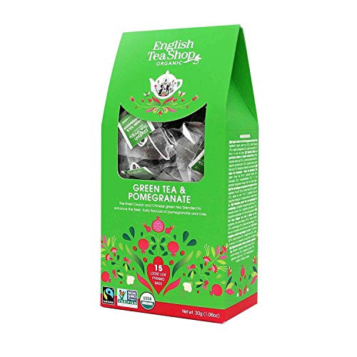 English Tea Shop Organic Green Tea & Pomegranate Loose Leaf - 15 Loose Leaf Tea, 30g