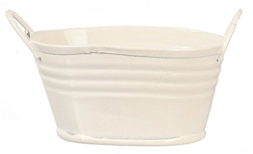 Dollhouse Miniature 1:12 Scale White TIN Wash Bucket #G7144