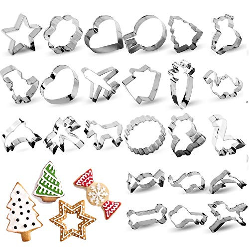 RUCKAE Cookie Cutters Set,24-Piece,Cartoon Cookie Cutters Biscuit Mould for DIY Baking Cake Craft Pastry Bakeware Decoration