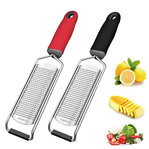 Lemon Zester, McoMce 2 Pack Zester, Zesters for Kitchen with Stainless Steel Sharp Blade, Cheese Grater for Lemon, Root Vegetables, Nuts, Parmesan Cheese and More Creative Ingredients
