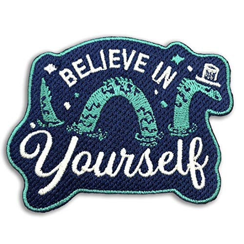 Wasted Days Nessie The Loch Ness Monster Believe in Yourself Embroidered Patch for Jackets, Novelty Iron On or Sew On Patch