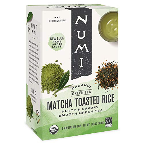Numi Organic Tea Matcha Toasted Rice, 18 Count (Pack of 1) Box of Tea Bags, Green Tea (Packaging May Vary)