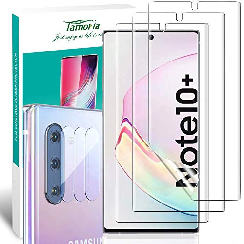 [6 Pack] Tamoria Samsung Note 10 Plus Screen Protector with Installation Kit + Camera Protector for Note 10 Plus Ultrasonic Fingerprint Compatible TPU Screen Protector Film for Samsung Galaxy Note 10 Plus / Note 10+ 5G