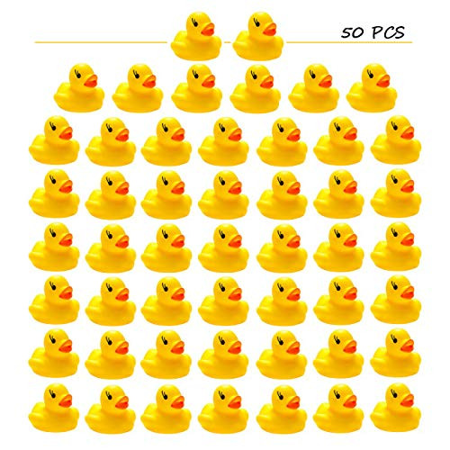 YsesoAi 50 Pack Mini Yellow Rubber Ducky Float Duck Baby Bath Toy for Kids, Baby Shower Time Birthday Party Favors