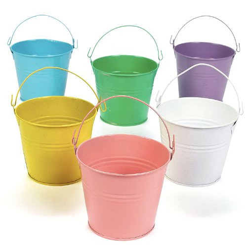 Fun Express 3" Pastel Colored Tin Pails (1 Dozen)