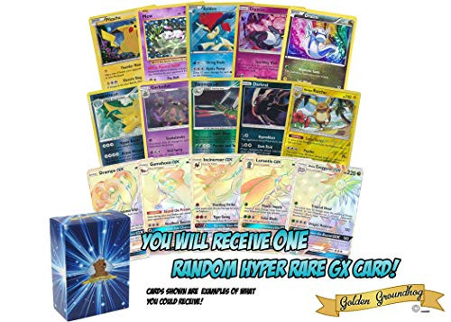 Pokemon Lot of 20 Cards - All Rares and Holos! 1 Random GX Hyper Rare! Includes Golden Groundhog Box!