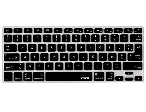 XSKN French Language Black Silicone Keyboard Skin Cover for MacBook Air & Pro 13 15 17 inch (US & European ISO Keyboard)