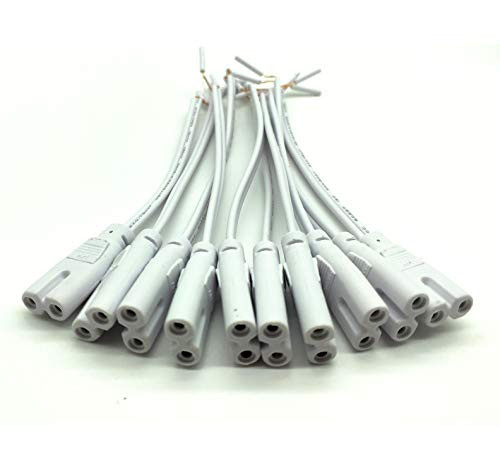 Traodin T4 T5 T8 LED Lamp Connecting Wire Ceiling Lights Daylight LED Integrated Tube Cable Linkable Cords for LED Tube Lamp Holder Socket Fittings with Cables (6 Inch 10-Pack 2Pin)