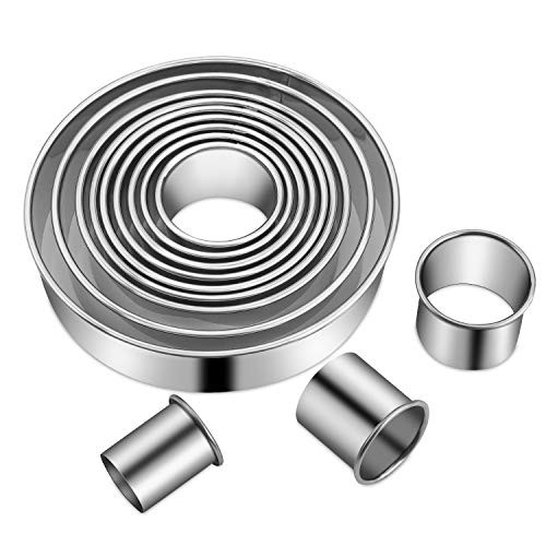Xipixiao 12 Pcs Round Cookie Cutter Set Donut Cutter Set Stainless Steel Circle Fondant Molds Dough Pastry Biscuits Cutters English Muffins Xipixiao 12 Pcs Round Cookie Cutter Set Donut Cutter Set Stainless Steel Circle Fondant Molds Dough Pastry Biscuits Cutters English Muffins