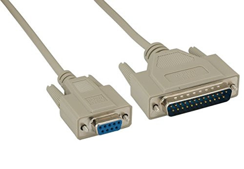 AYA DB9 (9-Pin) Female to DB25 (25-Pin) Male Serial Null Modem Cable (10Ft)
