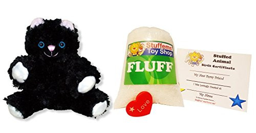 Make Your Own Stuffed Animal Mini 8 Inch Super Soft Black Cat Kit - No Sewing Required!