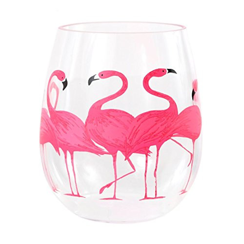 DEI 60296 Plastic Stemless Wine Glass 3.5 x 3.5 x 4.25 Pink