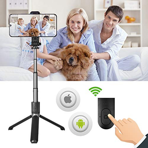 USTINE Cell Phone Selfie Stick Tripod Extendable Bluetooth with Wireless Remote,Compatible with iPhone 8 11 Xs Max XR Android for Live Stream Camera