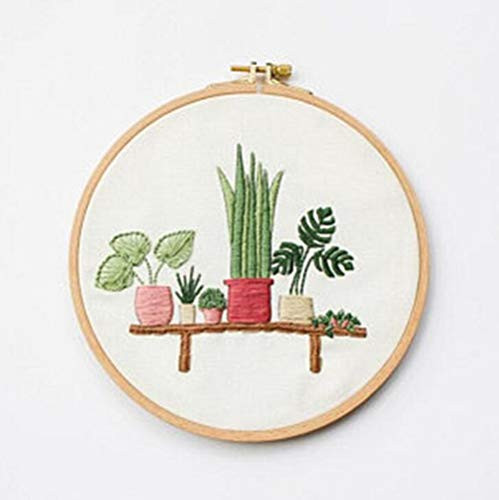 Stamped Embroidery Kit - Eafior DIY Beginner Counted Starter Kit for Art Craft Handy Sewing Including Color Pattern Embroidery Cloth,Embroidery Hoop,Color Threads,Tools Kit