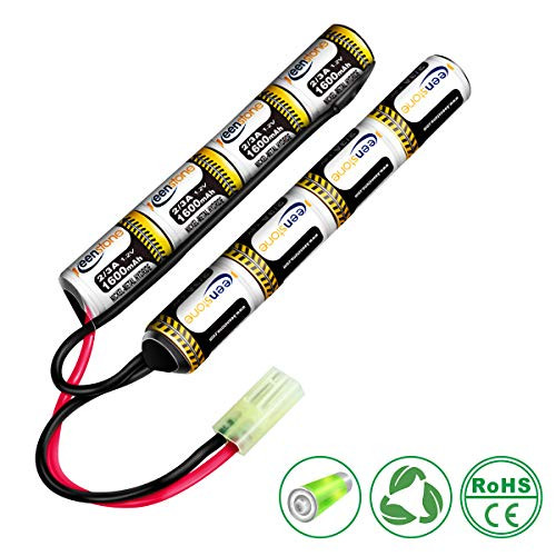 Keenstone 9.6V 1600mAh Butterfly Nunchuck Stick Mini Battery Pack with Mini Tamiya Connector for Airsoft Guns ICS CA TM SRC JG G36 G&M733 etc