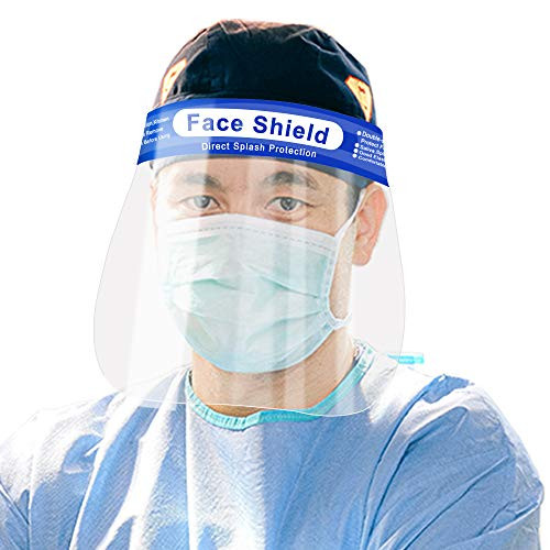 10pcs Safety Face Shield with Protective Clear Film Protect Eyes and Face Elastic Band Reusable Full Face Transparent Breathable Visor