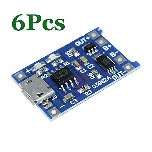 6PCS TP4056 5V 1A USB 18650 Lithium Battery Charger Board Protection Module