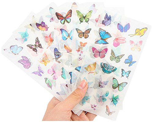 Washi Planner Sticker, Decorative Adhesive Sticker, Craft Scrapbooking Sticker Set for Diary, Album, Notebook, Bullet Journal, 12 Sheets/Pack (Butterfly)