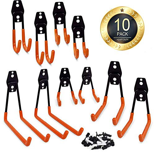 ZNCMRR Steel Garage Storage Utility Double Hooks, Heavy Duty Wall Hooks for Organizing Various Tools,Ladders,Bulk Items, Bikes, 5 Sizes(10 Pack)  (Renewed)