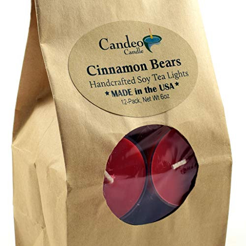 Cinnamon Bear, Holiday Scented Soy Tealights, 12 Pack Clear Cup Christmas Candles Cinnamon Bear, Holiday Scented Soy Tealights, 12 Pack Clear Cup Christmas Candles