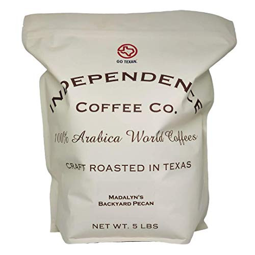 Independence Coffee Co. Madalyn's Backyard Pecan Flavored Mellow Body, Light Roast Whole Bean Coffee, 5 Pound Bag