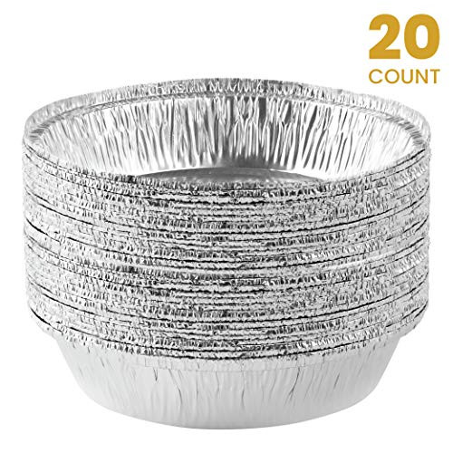Plasticpro 7'' Inch Round Tin Foil Pans Disposable Aluminum, Freezer & Oven Safe - For Baking, Cooking, Storage, Roasting, Reheating, Pack of 20 Plasticpro 7'' Inch Round Tin Foil Pans Disposable Aluminum, Freezer & Oven Safe - For Baking, Cooking, Storage, Roasting, Reheating, Pack of 20