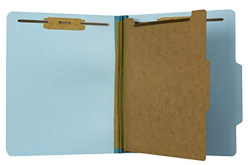 The File King - Pressboard Classification Partition File Folder - Letter Size - Top Tab with Divider, Fastener, and 2" Expansion for Filing Cabinets and Drawers - Box of 10-1 Divider & Fastener