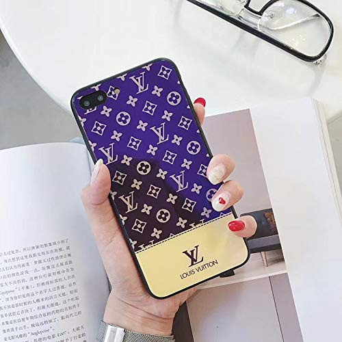 iPhone 6S Case, iPhone 6 Case, Tempered Glass Back Fashion Style Elegant Luxury Designer Monogram Classic Pattern Scratch Resistant Durable Hard Case for iPhone 6S /6