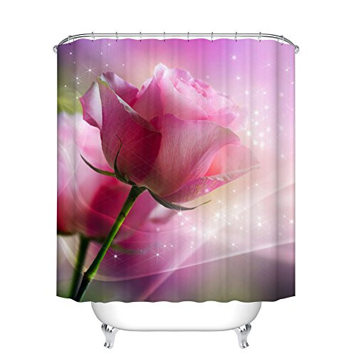Fangkun Rose 3D Printing Shower Curtain Art Bathroom Decor - Waterproof Mildew Resistant - Polyester Fabric Bath Curtains Set - 12pcs Shower Hooks - Pink (YL027#, 72 x 72 inches) Fangkun Rose 3D Printing Shower Curtain Art Bathroom Decor - Waterproof Mildew Resistant - Polyester Fabric Bath Curtains Set - 12pcs Shower Hooks - Pink (YL027#, 72 x 72 inches)