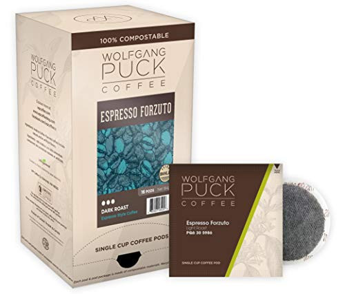 Wolfgang Puck Soft Coffee Pods, Espresso Forzuto, 12 Gram, 16 count (Pack of 3)