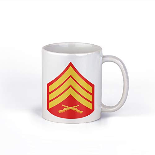 Sergeant E-5 Insignia USMC Marine Corps Red and Gold Ceramic 11 Ounce Coffee Mug |E5UMC1