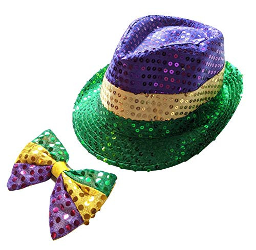 The Electric Mammoth LED Light Up Flashing Fedora and Bow Tie Combo (Mardi Gras)